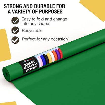 Crown Display Emerald Green Kraft Paper Roll - 36" X 1320" (110' Ft) - Perfect for Shipping & Packing - color: Emerald Green, size: 36" x 1320"