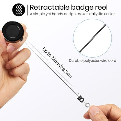 Zonon 100 Pcs Retractable Badge Reel ID Holder with Clip,Black - color: Black