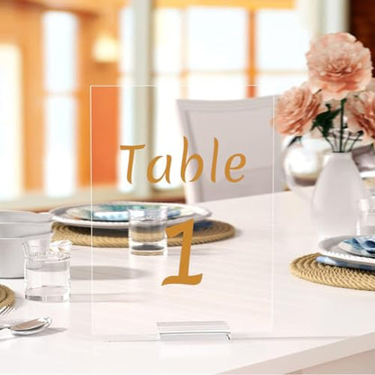 20 Pack Acrylic Sign Holders, Clear Acrylic Sign Stand,Acrylic Table Number Holder for Wedding Table Number/Sign/Car