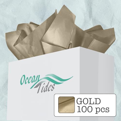 Tissue Paper for Gift Bags - 100 Sheets 14x20in Wrapping Paper, Gold - color: Gold, size: 100 Count, 14 x 20 in