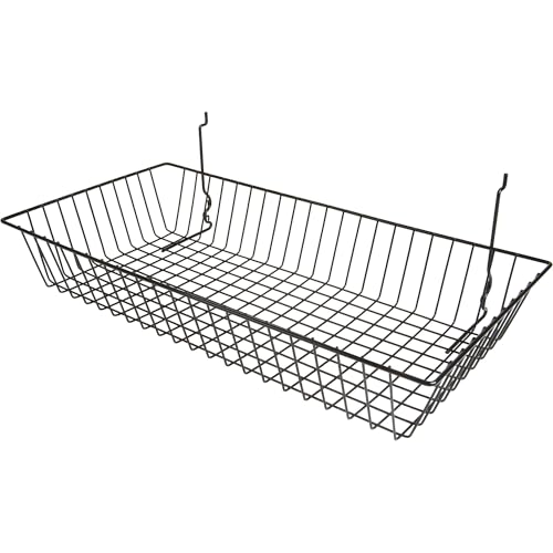 Econoco Black Wire Basket for Pegboard, Slatwall or Gridwall, 6 Pack - color: Black Finish