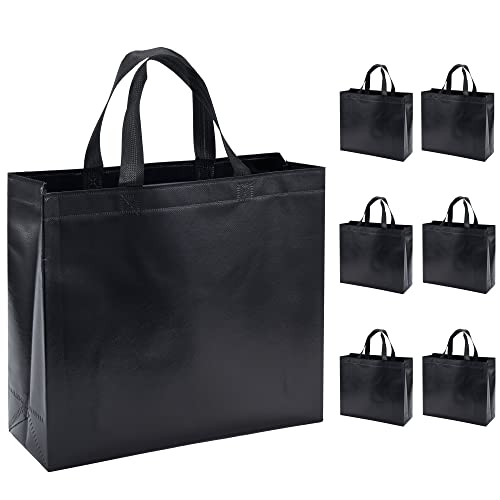 6 Pcs Reusable Large Gift Bags with Handles for Party Wedding - color: Black