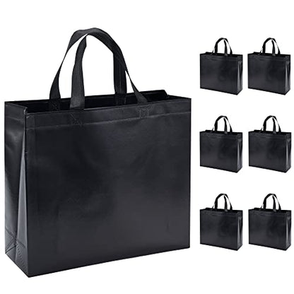 6 Pcs Reusable Large Gift Bags with Handles for Party Wedding - color: Black