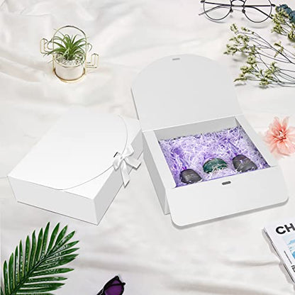 BoShahai 10 PCS Gift Boxes with Lids, 10.6x7.8x3.1 Inch Kraft Paper Gift Box, White with Ribbon, Bridesmaid Proposal Box for Wedding, Packaging, Present, Birthday, Cupcake (Pack of 2) - color: White, size: 10.6x7.8x3.1 Inch (Pack of 2)