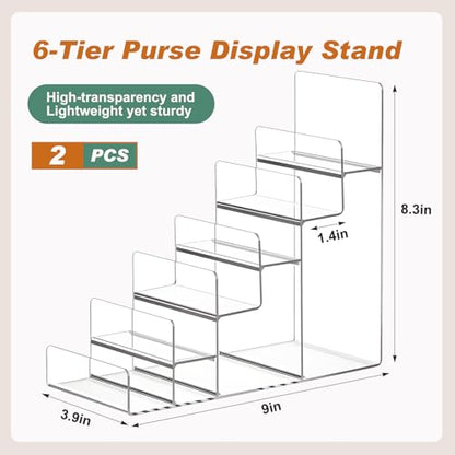 Kathfly 2 Pack 6-tier Acrylic Display Stand for Purses & Wallets - size: 6-tier