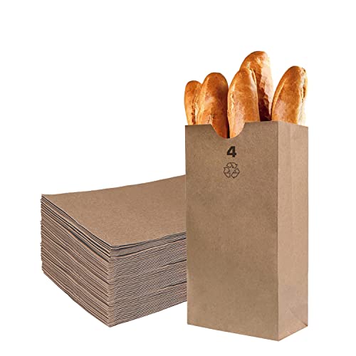EcoQuality 300 Brown Kraft Paper Bag (4 lb) Small - Paper Lunch Bags, Small Snacks, Gift Bags, Grocery, Merchandise, Party Bags (4 7/8 x 3 x 10 in.) (4 Pound Capacity) - size: 1 Count (Pack of 300)