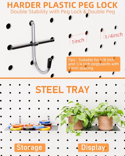 INCLY 238PCS Pegboard Accessories Organizer Kit, Peg Board Hooks Assortment with Peg Bins, Baskets, Paper Towel Holder for 1/8 and 1/4 inch Pegboard Hanging Tools, Garage Wall Storage Attachments