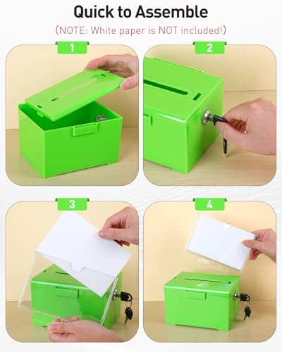 Uniclife 6.2"x 5" x 4" Green Acrylic Donation Box with Lock and Slot - color: Green, size: 1 Pack