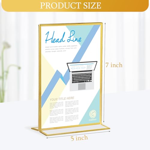 Hoteam 24 Pack 5 X 7 Inch Gold Acrylic Sign Holder Picture Frame - size: 5 x 7 Inch