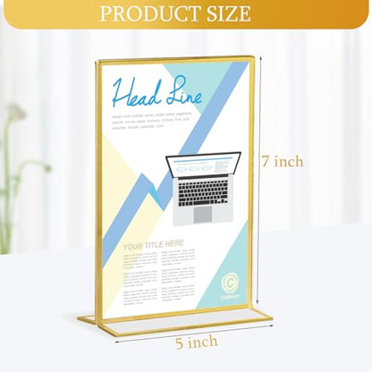 Hoteam 24 Pack 5 X 7 Inch Gold Acrylic Sign Holder Picture Frame - size: 5 x 7 Inch