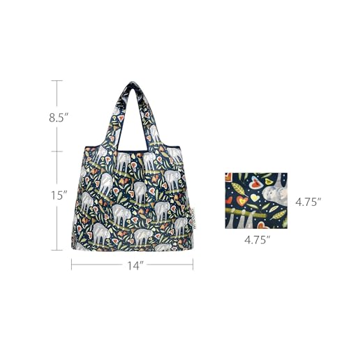 allydrew Medium Foldable Tote Nylon Reusable Grocery Bag (Set of 2) - color: Love Sloths