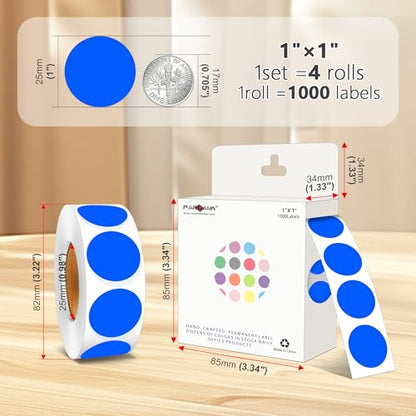 Color-Coded Dot Sticker 1 inch Permanent Adhesive Round Labels Blue 4 Rolls - color: Blue, size: 4 Rolls-4000PCS