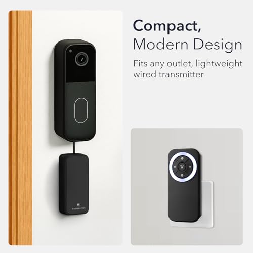 Wasserstein Doorbell Chime Compatible with Blink Video Doorbell (1st Gen & 2nd Gen) - Complete Blink Doorbell Chime Kit - Wired Transmitter with Doorbell Receiver (1-Pack, Black)