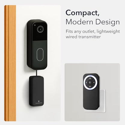 Wasserstein Doorbell Chime Compatible with Blink Video Doorbell (1st Gen & 2nd Gen) - Complete Blink Doorbell Chime Kit - Wired Transmitter with Doorbell Receiver (1-Pack, Black)
