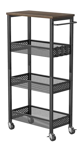 XYZLVSI Slim Rolling Storage Cart, 4 Tier Small Bathroom Cart Organizer - size: 16.7"Dx9.1"Wx34"H