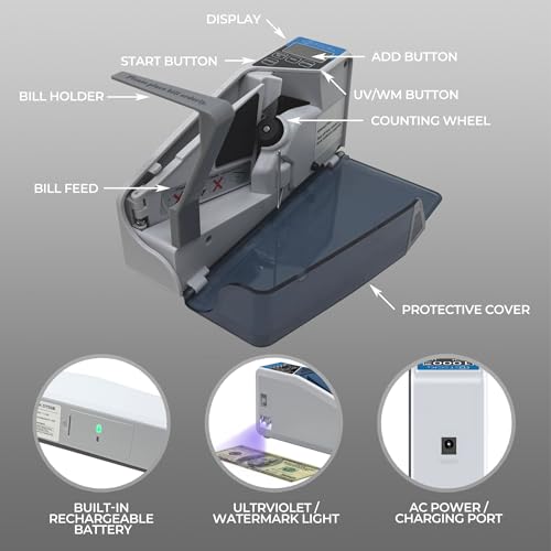 DETECK DT5SB Portable Money Counter Machine with Counterfeit Detection UV/WM - Handy Currency Counting Quantity of Bills only, for Small Cash Counting Machine (DT5SB Rechargeable Battery Included) - style: DT5SB Rechargeable Battery Included