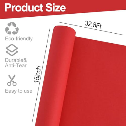 BEISHIDA Red Gift Wrapping Paper Roll, 15in X 32ft Kraft Bulletin Board Paper Gift Wrap for Christmas Mother's Day Valentine's Day Graduation, Flower Wrap - color: red