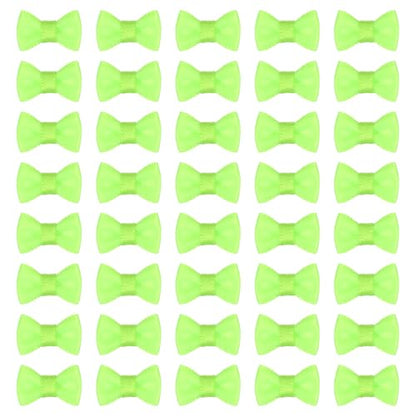 MECCANIXITY 100 Pcs Mini Ribbon Bow 0.8" Mini Fabric Satin Ribbon Flower Bows for Craft DIY Sewing Wedding Birthday Party, Fluorescent Green - color: Fluorescent Green