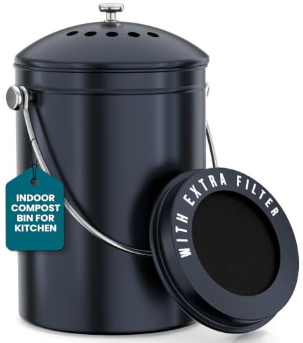 Utopia Kitchen Countertop Compost Bin 1.3 Gallon, Stainless Steel, Purple - color: Dark Purple, size: 1.3 Gallon (Pack of 1)