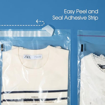 12” X 15” (100 Count) Self Seal Clear Poly Bags with Suffocation Warning - size: 12" X 15"