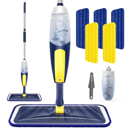Wet Spray Mop for Floor Cleaning: Microfiber Mop for Hardwood Tile Laminate - color: Darkblue Yellow
