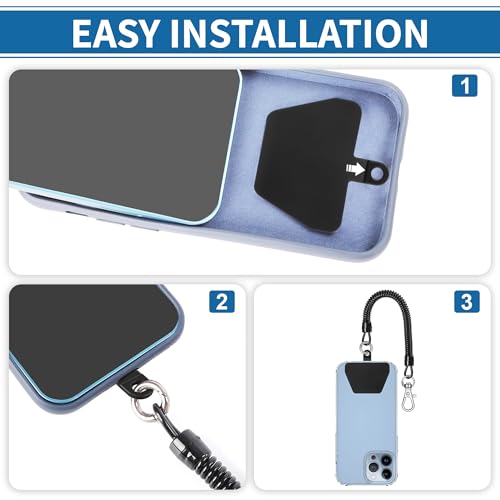 Doormoon Phone Tether Anti Theft, Phone Lanyard With Heavy Duty Carabiner - color: Tpublack