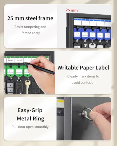 Uniclife 32 Position Key Lock Box, Wall Mount Security Key Cabinet, Black - color: Black, size: 32-key(key lock)
