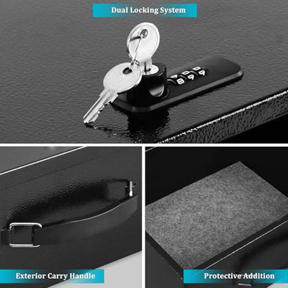 Dalmbox Fire Resistant Document Lock Box Safe Dual Key & Combo, Black - color: BLACK DUAL LOCK, size: X-Large