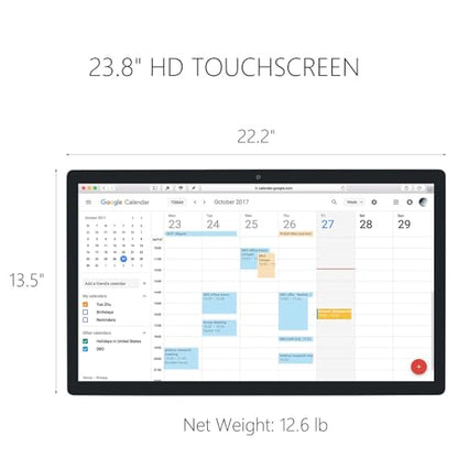 15.6 to 27 inch Touchscreen Digital Calendar & Wall Planners, Smart Whiteboard Calendar for Chore Chart & Work Schedule, Built in Speakers and Camera, Include Wall Mount & Desk Stand (23.8-inch) - size: 23.8-inch