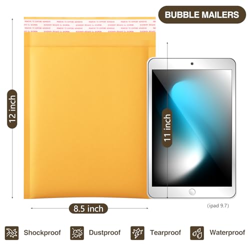 UCGOU Kraft Bubble Mailers 8.5x12" 25 Pack Usable Size 8.5x11" Yellow #2 - size: 8.5x12" 25PC