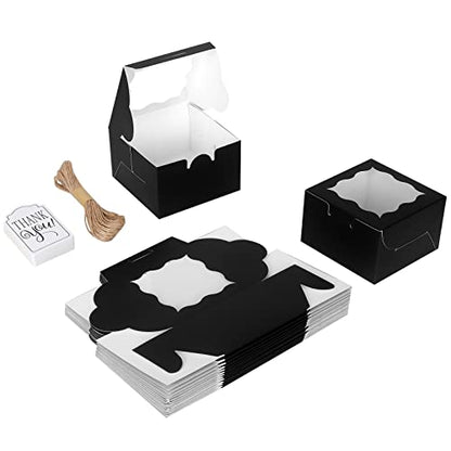 KPOSIYA 120pcs Small Cookie Boxes with Window, 4x4x2.5 Black Bakery Box - color: Black, size: 120