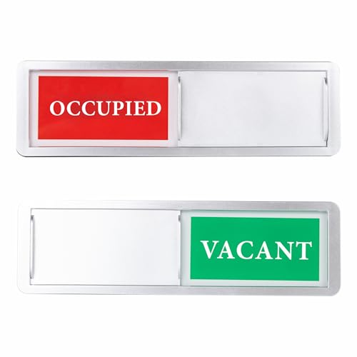Vacant Occupied Door Sign Sliding Indicator, Privacy Sign for Office - color: Silver Occupied Vacant