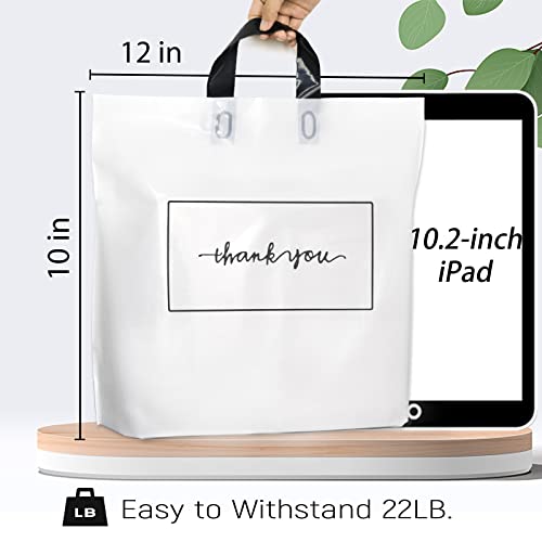 Thank You Shopping Bags - Soft Loop Handles White 50Pcs 10x12In - color: White, style: 10x12 in