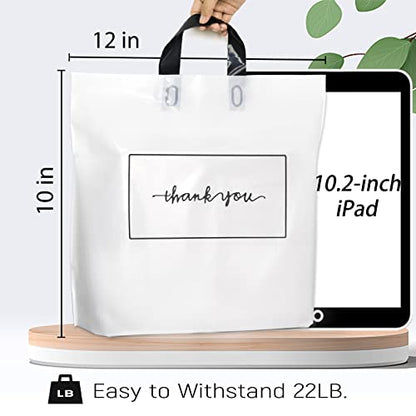Thank You Shopping Bags - Soft Loop Handles White 50Pcs 10x12In - color: White, style: 10x12 in