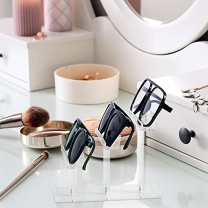 Ripeng 8 Pcs 3 Tier Acrylic Eyeglass Display Stand Sunglass Holder, Clear