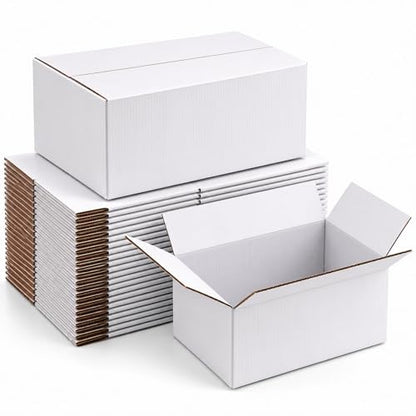12x8x6 White Shipping Boxes, 25 Pack - size: 12x8x8 Inch
