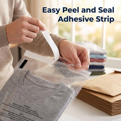 9" X 12" (100 Count) Self Seal Clear Poly Bags with Suffocation Warning - size: 9" X 12"