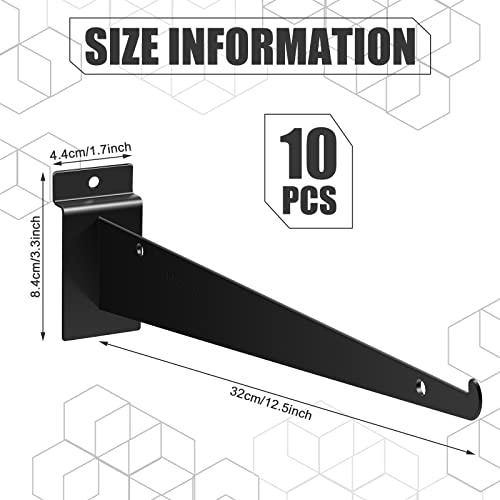 Oudain 10 Pcs 12" Slatwall Shelf Bracket with Lip Metal, Black - color: Black