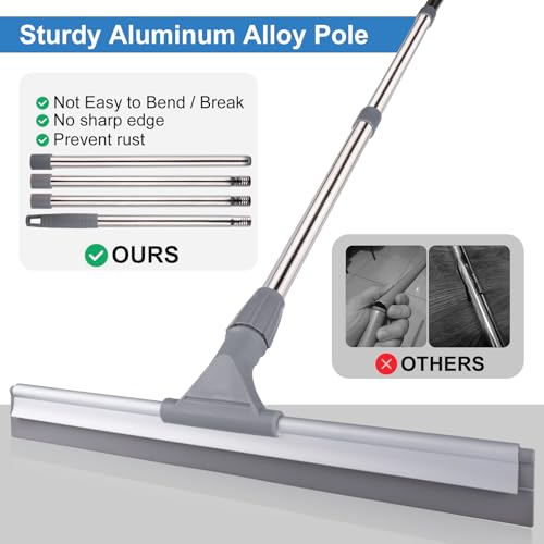 17.3" Floor Squeegee，Squeegee Broom for Floor with 62" Long Handle, Shower Squeegee for Tile Shower Walls,Garage, Deck, Bathroom, Glass,Window, Concrete Floor - size: 17.3"