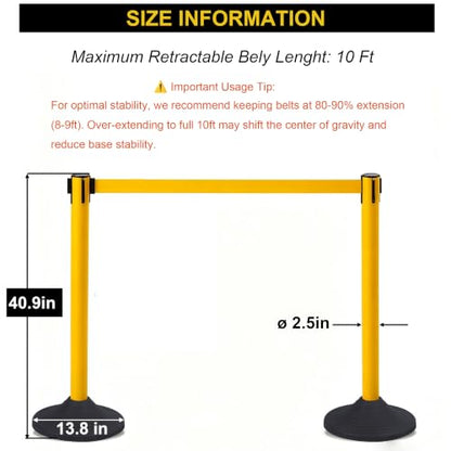 OrangeStar 4 Pack Crowd Control Stanchions, Heavy Duty Yellow Stanchion Set - color: Yellow, size: Style2-Round Rubber Base