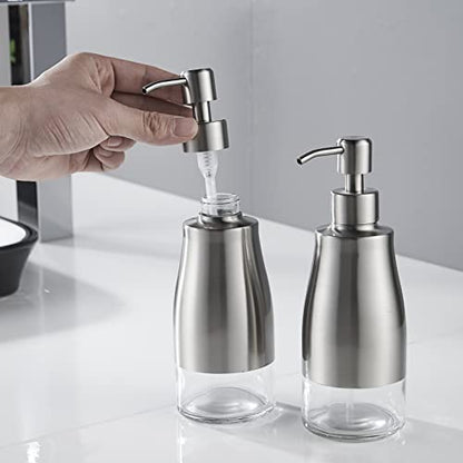 Gaussra 2 Pack Soap Dispenser with Coaster and Stickers - 11 OZ / 320 ML - color: Brushed Nickel 2
