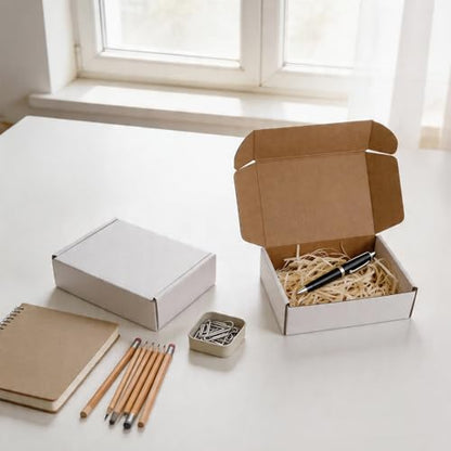 Fishat 7" x 5" x 2" White Corrugated Cardboard Shipping Boxes Set of 50 - size: 7" x 5" x 2"