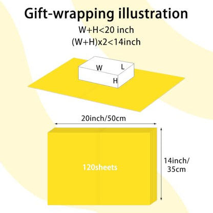 120 Sheets 14 x 20 Inch Yellow Tissue Paper for Gift Bag Wrapping - color: Yellow