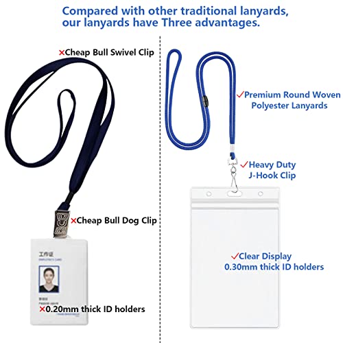 Breakaway Lanyards for ID Badges 100 Pack with Clear Vertical Badge Holders - color: Breakaway Blue, size: 100 Pack