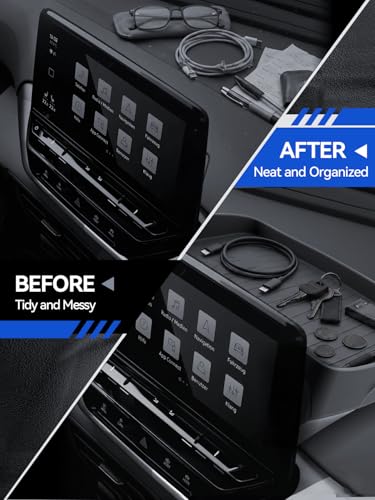for Audi Q5 Dashboard Console Organizer 2021-2025 Audi Q5/Q5L/A5/S5 & 2020-2025 Audi A4L/A4/S4 Accessories Behind Screen Organizer Storage Box Console Dash Tray - size: for 2020-2025 VW ID.4 & Audi A4 A4L S4