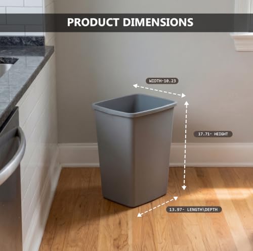 44-Quart, 11 Gallon Plastic Trash Can, 2 Grey Durable Garbage Bin - color: Grey, size: Double-Bins