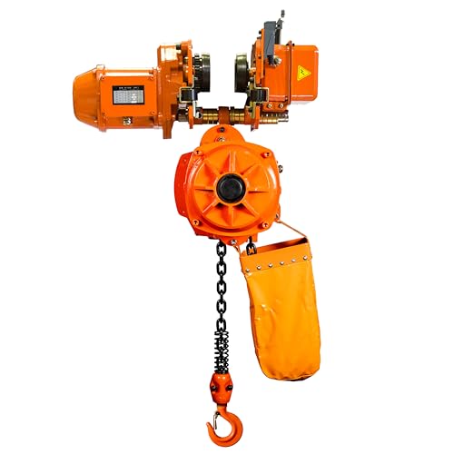 Prowinch 4400 Lbs 2 Ton Electric Chain Hoist with Trolley 3 Phase 208V-240/440-480V -20 ft Lifting Height, H3 Duty Class, G100 Chain for Heavy-Duty Lifting, & Industrial Use - size: 4400lb With Trolley