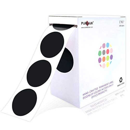 1" Black Round Color Coding Circle Label, 1000 Stickers in Dispenser Box - color: Black, size: 1 Roll-1000PCS