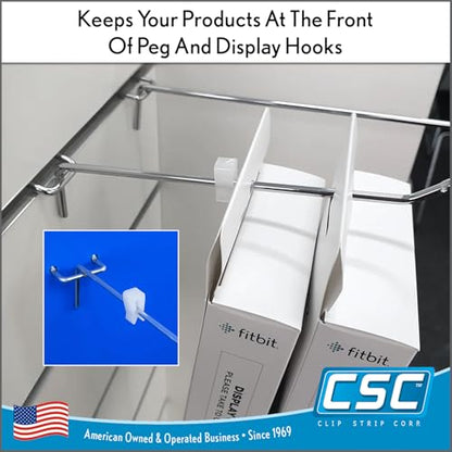 Clip Strip 300 Pack Inventory Control Clips, Peg Hook Product Stoppers, Fits .15" to .25" Diameter Plastic or Metal Hooks, Product Display Control, Pegboard Accessories