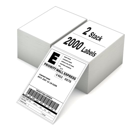 HUOJI 2000 4x6 Thermal Labels 1000/Stack, Commercial Grade - size: 2 Stacks | 2000 Labels